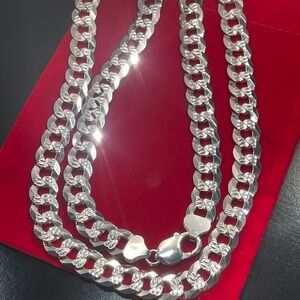 11mm 24 inch diamond cut Italian silver chain
